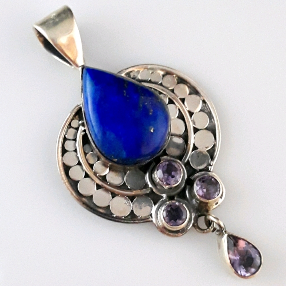 Sterling Silver Lapis Lazuli Amethyst Pendant